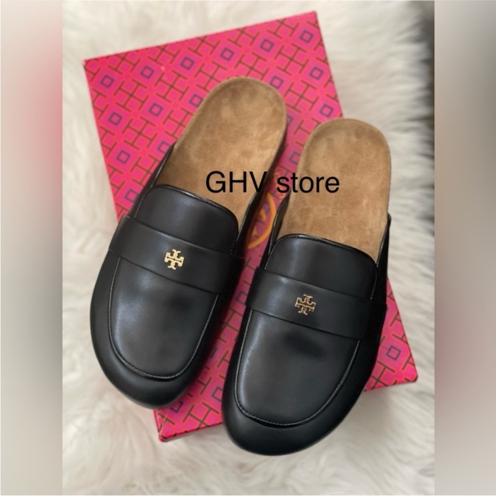Tory Burch Everly Cork Leather Mule Shoes